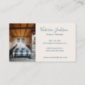 Vacatie Rental Bed Breakfast Simple Modern Floral Visitekaartje (Achterkant)