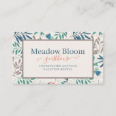 Vacatie Rental Bed Breakfast Simple Modern Floral Visitekaartje (Voorkant)