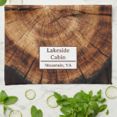 Vacatiehal van Log Cabin Woodsy Airbnb Theedoek (Gevouwen)