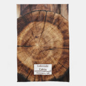 Vacatiehal van Log Cabin Woodsy Airbnb Theedoek (Verticaal)