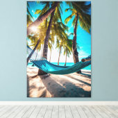 Vacatiepalmen voor de zomerstrand canvas afdruk (Insitu (Houten vloer))