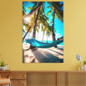 Vacatiepalmen voor de zomerstrand canvas afdruk (Insitu (Woonkamer))