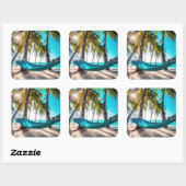 Vacatiepalmen voor de zomerstrand vierkante sticker (Vel)