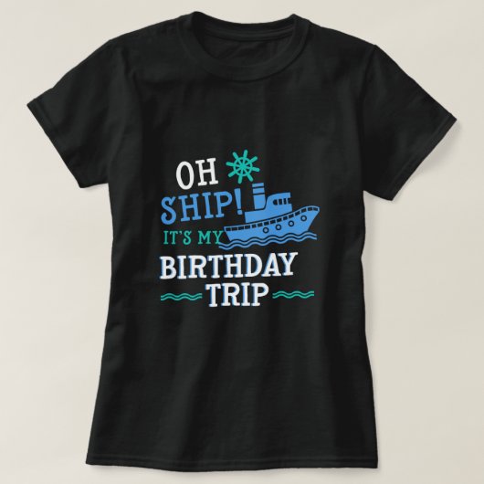 Vacatievakantie van het schip op de vlucht op de v t-shirt (Design voorkant)