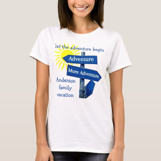 Vacation Adventure Road Sign and Sun T-shirt (Voorkant)