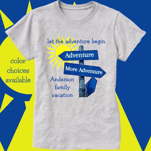 Vacation Adventure Road Sign and Sun T-shirt