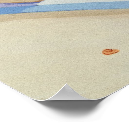 Vacation Beach Cat Under Palm Tree Wall Art Poster (Hoek)