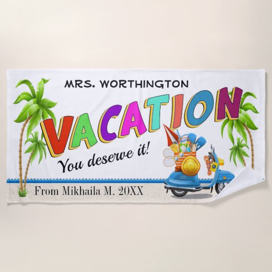 Vacation Beach Towel - Klik voor het volledige Uit Strandlaken (Voorkant)
