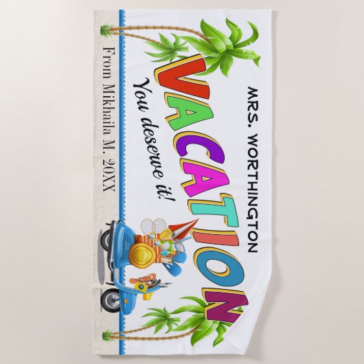 Vacation Beach Towel - Klik voor het volledige Uit Strandlaken (Voorkant)