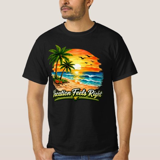 Vacation Feels Right Black Men's Value T-Shirt USA (Voorkant)