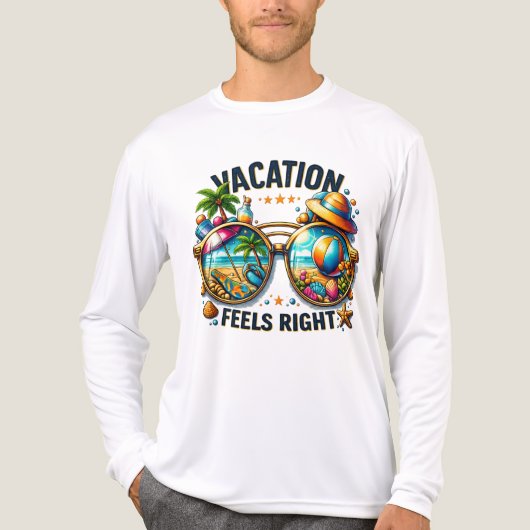 Vacation Feels Right Premium Long Sleeve USA Tri-Blend Shirt (Voorkant volledig)
