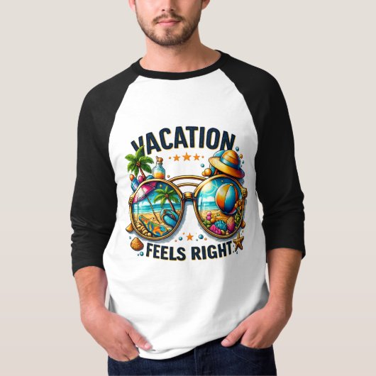 Vacation Feels Right Raglan T-Shirt USA (Voorkant)