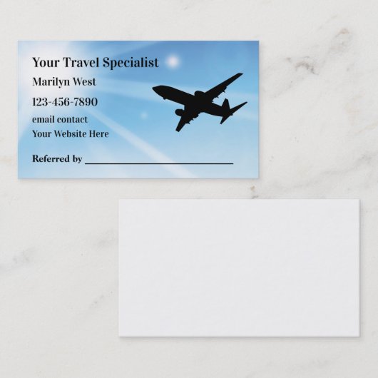 Vacation Holiday Travel Specialist Visitekaartje (Voorkant / Achterkant)