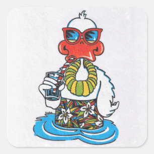 Vacation Humor/Bon Voyage" Vierkante Sticker