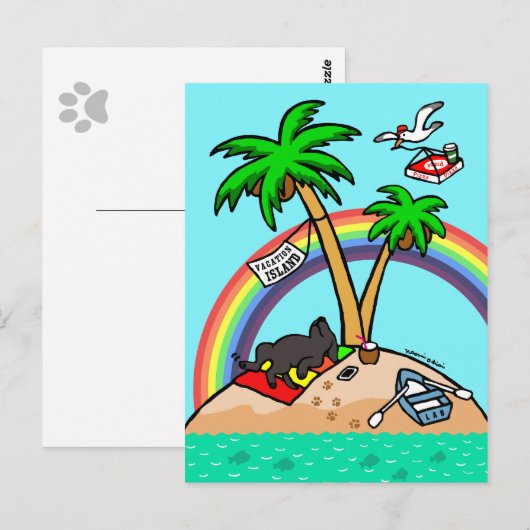 Vacation Island Black Labrador Briefkaart (Voorkant / Achterkant)