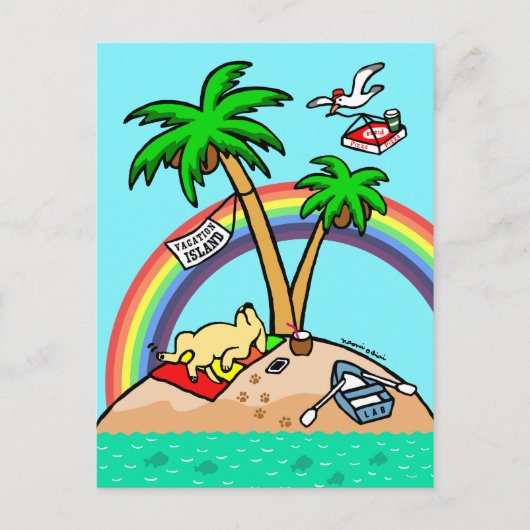 Vacation Island Yellow Labrador Briefkaart (Voorkant)