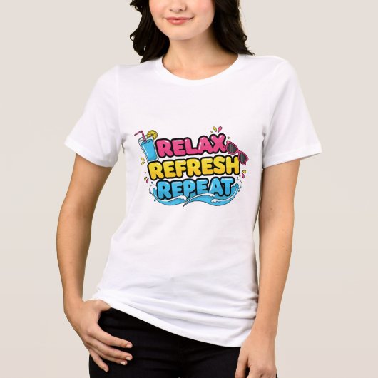 Vacation Mood – Relax, Refresh, Repeat T-Shirt (Voorkant)