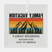 Vacation Mountains van de aangepaste familie die d Glas Ornament (Achterkant)