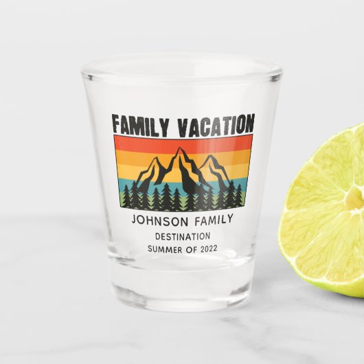 Vacation Mountains van de aangepaste familie die d Shot Glas (Voorkant)