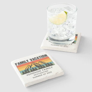 Vacation Mountains van de aangepaste familie die d Stenen Onderzetter