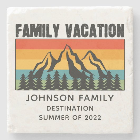 Vacation Mountains van de aangepaste familie die d Stenen Onderzetter (Voorkant)