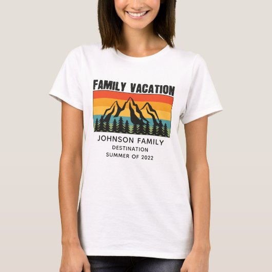 Vacation Mountains van de aangepaste familie die d T-shirt (Voorkant)