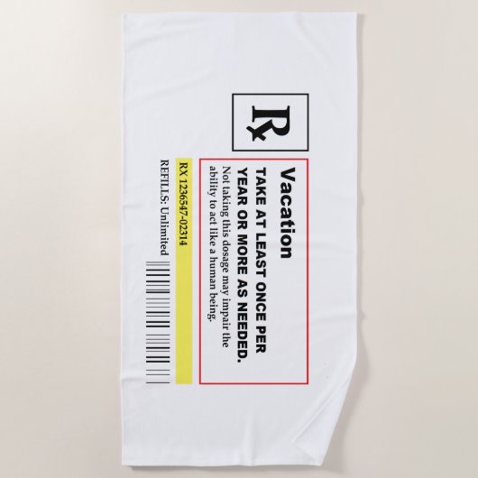 "Vacation Prescription"-keukenhanddoek Strandlaken (Voorkant)