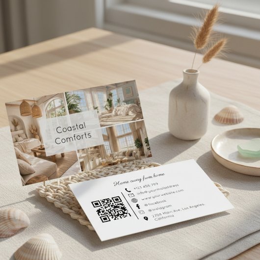 Vacation Rental Beach House QR Code Business Card Visitekaartje