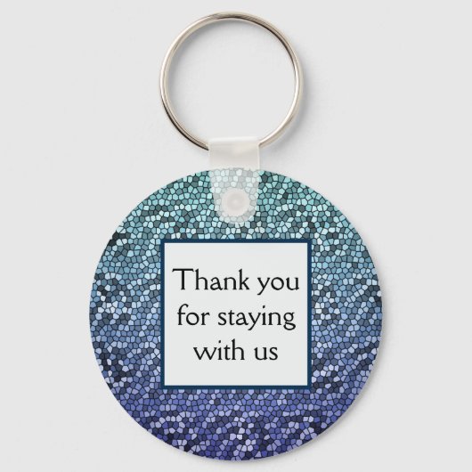 Vacation Rental Blue Mosaic Tiles Guest Hartelijk  Sleutelhanger (Voorkant)