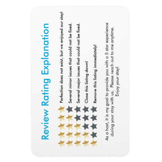 Vacation Rental Five Star Magnet Magneet (Verticaal)