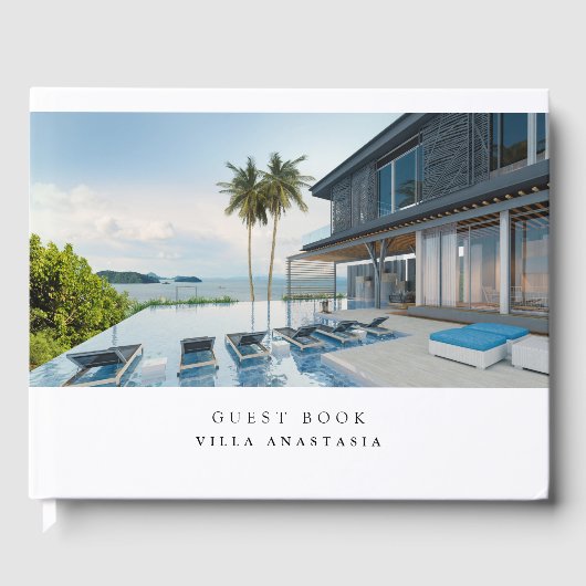 Vacation Rental Guest Feedback Elegant White Photo Gastenboek (Voorkant)