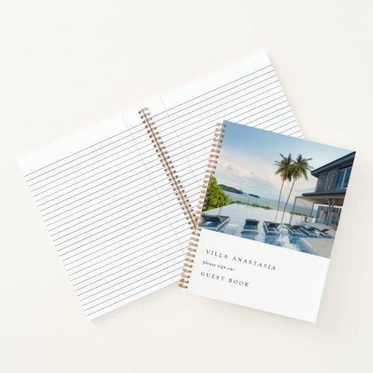 Vacation Rental Guest Feedback Elegant White Photo Notitieboek (Binnen)
