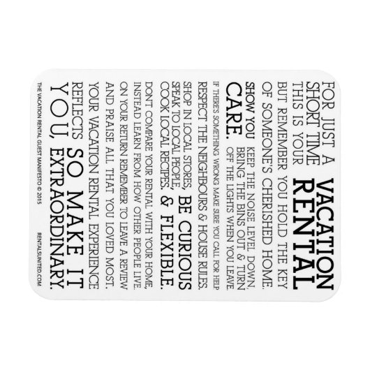 Vacation Rental Guest Manifesto Magneet (Horizontaal)