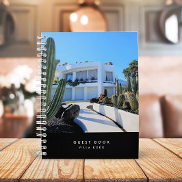 Vacation Rental Modern Stylish Black Guest Book Notitieboek