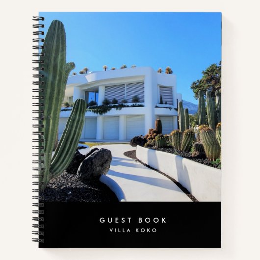 Vacation Rental Modern Stylish Black Guest Book Notitieboek (Voorkant)