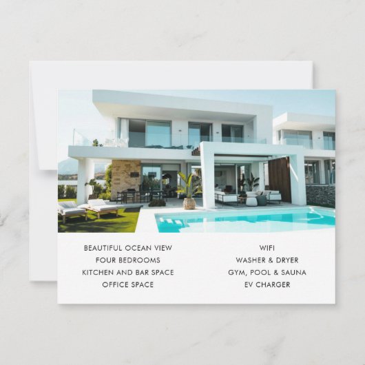 Vacation Rental Property Beach Promo Postcard Kaart (Achterkant)