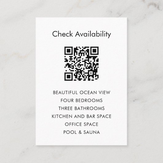 Vacation Rental Property Beach Promo Small Card Visitekaartje (Achterkant)