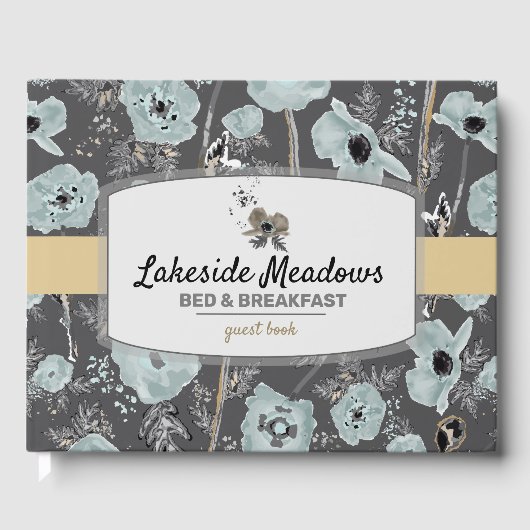 Vacation Rental Waterverf Floral Poppies Pattern Gastenboek (Voorkant)