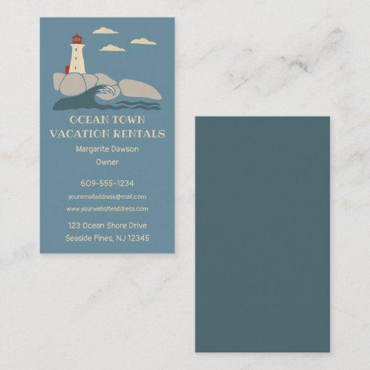 Vacation Rentals Beach Thleed Lighthouse Visitekaartje (Voorkant / Achterkant)