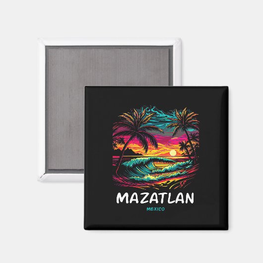 Vacation Souvenir Palm Tree Mazatlan  Magneet (Voorkant / Achterkant)