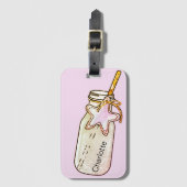 Vacation strand drink leuk met roze roze roze naam bagagelabel (Voorkant (verticaal))