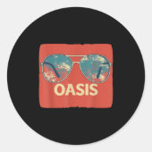 Vacation Sungles With Cool Oasis Statement  Ronde Sticker (Voorkant)