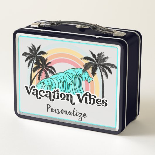 Vacation Vibes Ocean Waves Palm Treates Personaliz (Achterkant)