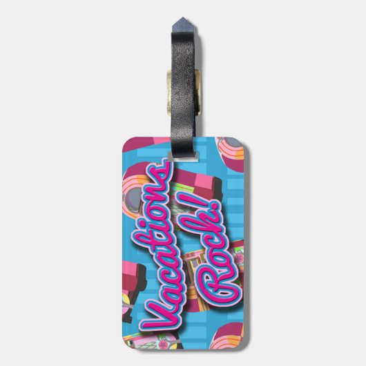 Vacations Rock Fun Jukebox Fifties Flair Bagagelabel (Achterkant verticaal)