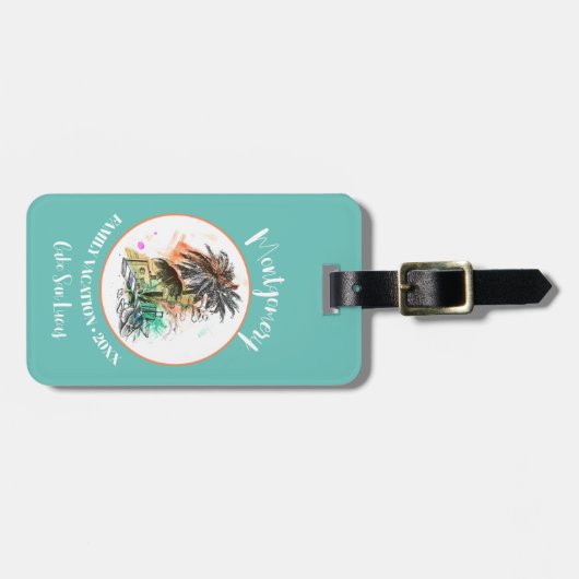 Vacatiturquoise uit de zomerfamilie bagagelabel (Voorkant horizontaal)