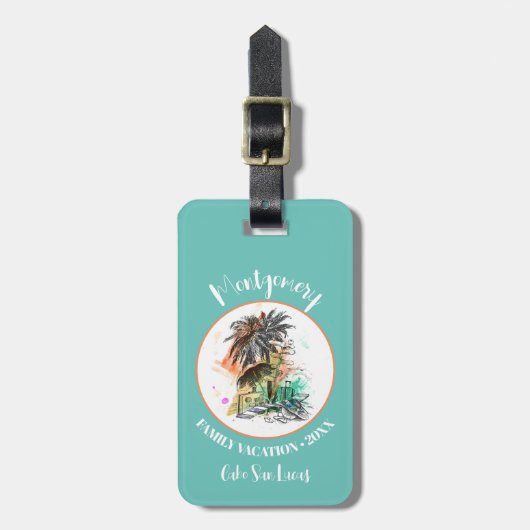 Vacatiturquoise uit de zomerfamilie bagagelabel (Voorkant verticaal)