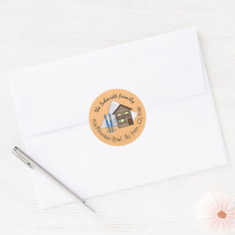 Vacature House Doodle Family Envelope Seals Ronde Sticker