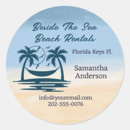 Vacature Rental Beach Palm Tree Ronde Sticker