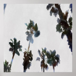 Vacature Tropical Palms Artistic Waterverf Poster