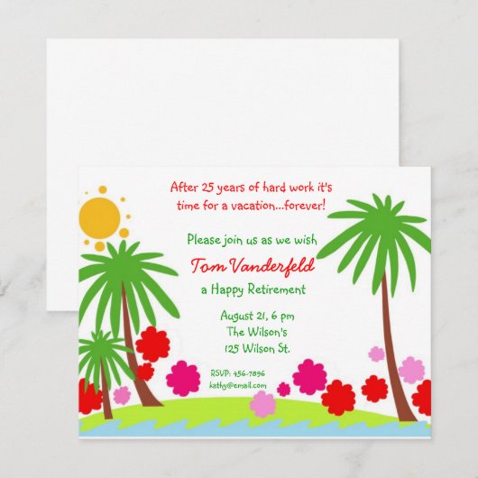 Vacature voor de uitnodiging van de Partij voor Pe (Voorkant / Achterkant)